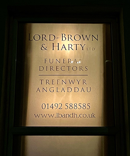 Lord brown & harty funeral name plate